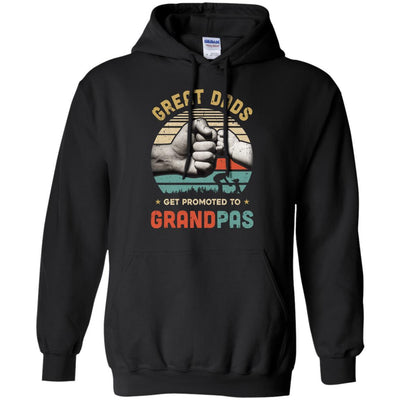 Vintage Great Dads Get Promoted To Grandpas Funny Dad-T-Shirt & Hoodie-Pullover Hoodie-Black