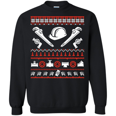 Pipefitter Christmas Sweater-T-Shirt & Hoodie-Crewneck Sweatshirt-Black