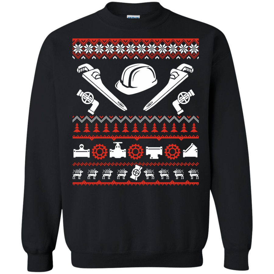 Pipefitter Christmas Sweater-T-Shirt & Hoodie-Crewneck Sweatshirt-Black