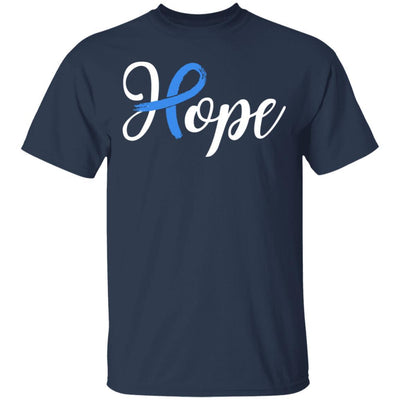 Colon Cancer Awareness Blue Ribbon Hope-T-Shirt & Hoodie-Classic T-Shirt-Navy