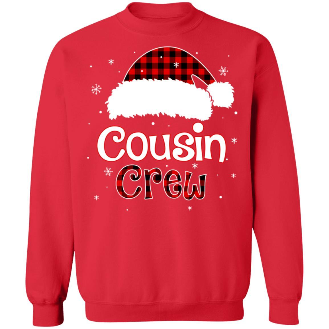 Cousin Crew Plaid Red Family Matching Christmas Pajamas-T-Shirt & Sweatshirt-Crewneck Sweatshirt-Red