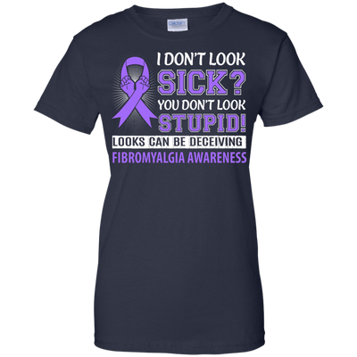 I Don't Look Sick Fibromyalgia Awareness-T-Shirt & Hoodie-Women's T-Shirt-Navy