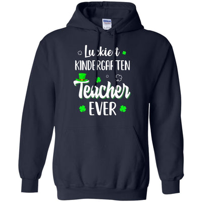 Luckiest Kindergarten Teacher Ever Irish St Patricks Day-T-Shirt & Hoodie-Pullover Hoodie-Navy
