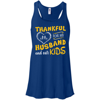Thankful For My Husband And Our Kids-T-Shirt & Hoodie-Women's Flowy Racerback Tank-True Royal