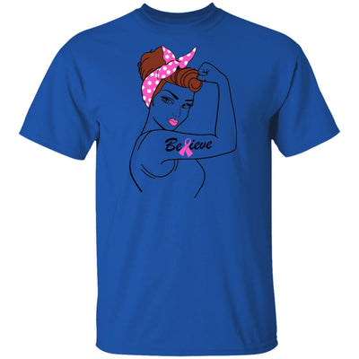 Support Breast Cancer Awareness Warrior Believe-T-Shirt & Hoodie-Classic T-Shirt-Royal