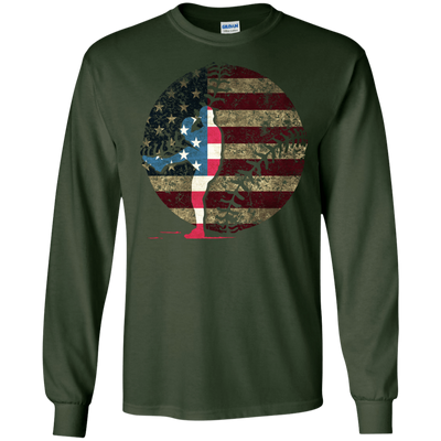 Pitcher Baseball America Flag-T-Shirt & Hoodie-Long Sleeve T-Shirt-Forest Green