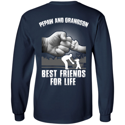 Pepaw And Grandson Best Friends For Life-T-Shirt & Hoodie-Long Sleeve T-Shirt-Navy