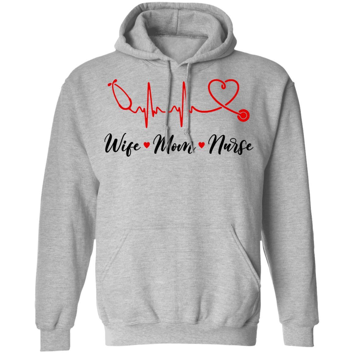 Wife Mom Nurse Doctor Medic Womens-T-Shirt & Tank Top-Pullover Hoodie-Sport Grey