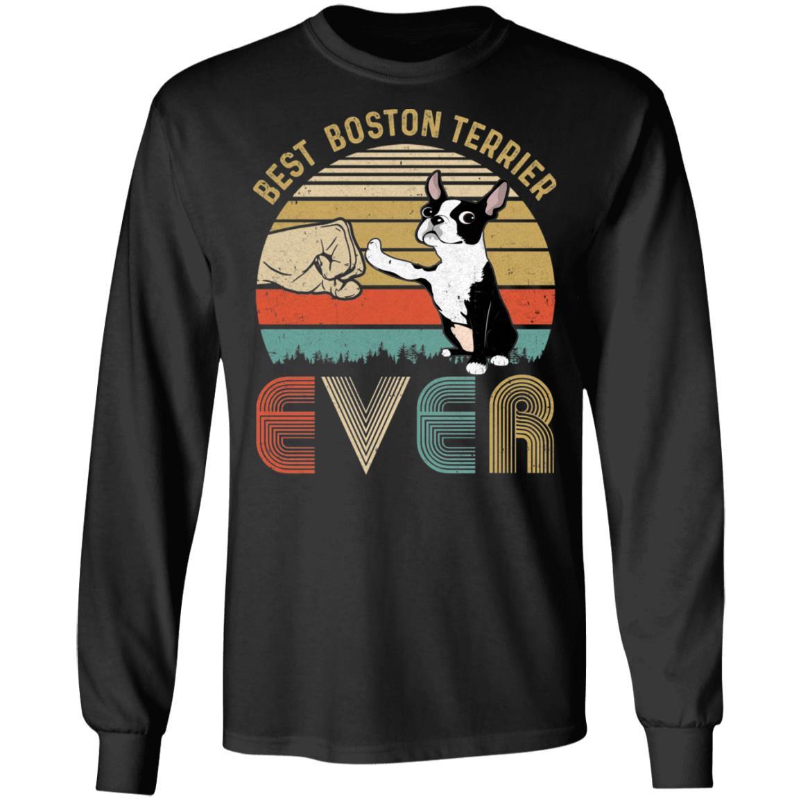 Vintage Best Boston Dad Ever Bump Fit Funny Dad Gifts-T-Shirt & Hoodie-Long Sleeve T-Shirt-Black