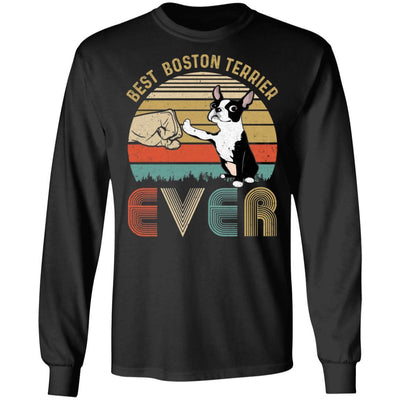 Vintage Best Boston Dad Ever Bump Fit Funny Dad Gifts-T-Shirt & Hoodie-Long Sleeve T-Shirt-Black