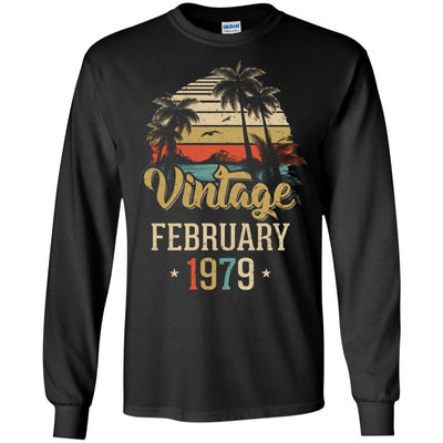 Retro Classic Vintage February 1979 42th Birthday Gift-T-Shirt & Hoodie-Long Sleeve T-Shirt-Black