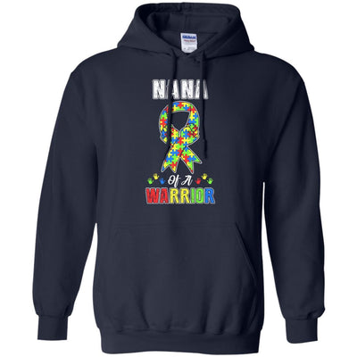 Nana Of A Warrior Support Autism Awareness Gift-T-Shirt & Hoodie-Pullover Hoodie-Navy