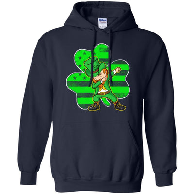 St Patricks Day Leprechaun Dabbing Dab American Flag-T-Shirt & Hoodie-Pullover Hoodie-Navy