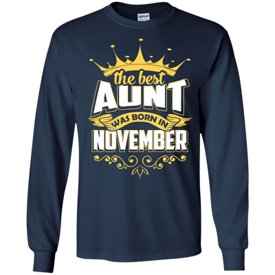The Best Aunt Was Born In November-T-Shirt & Hoodie-Long Sleeve T-Shirt-Navy