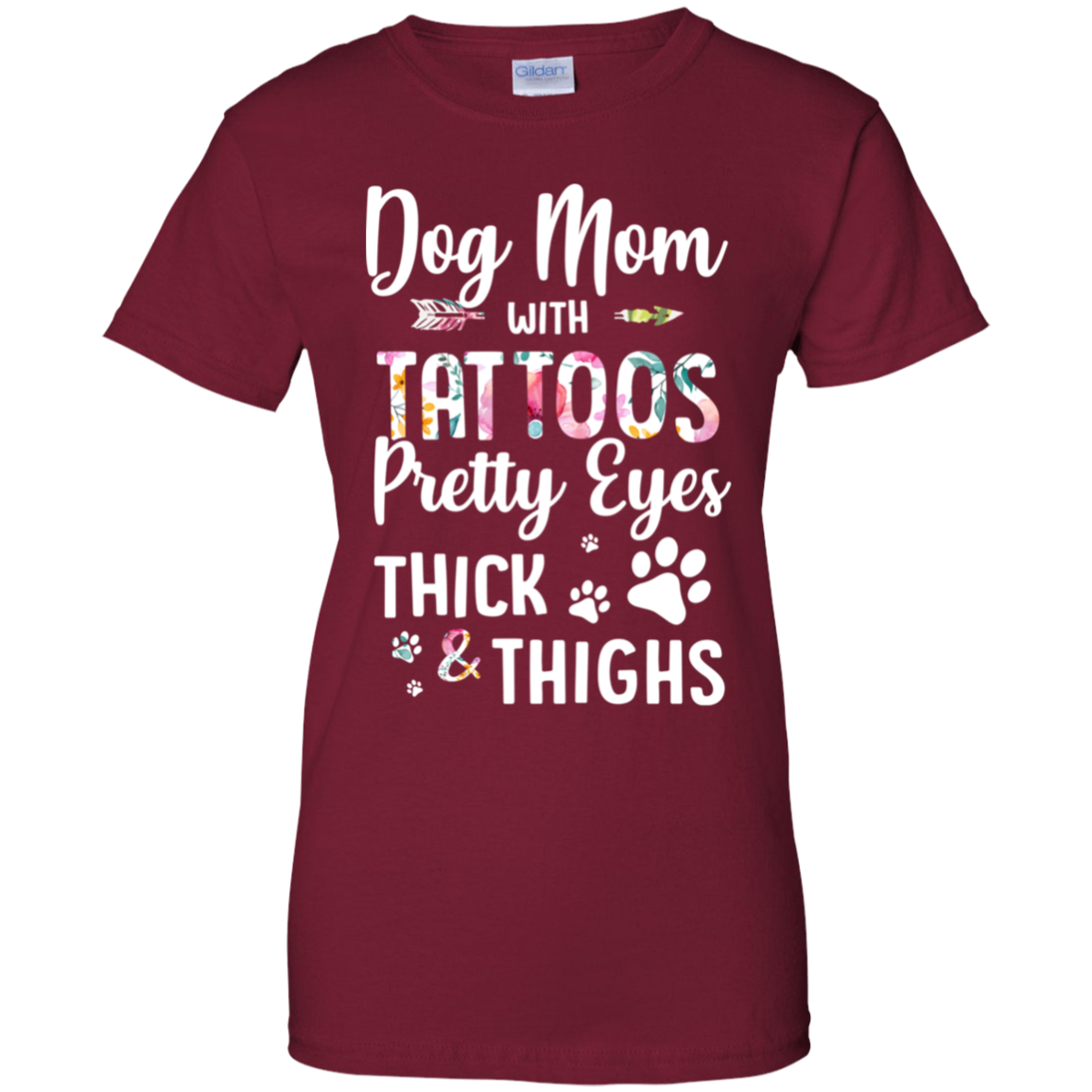 Dog Mom With Tattoos Pretty Eyes Thick Thighs-T-Shirt & Tank Top-Women's T-Shirt-Cardinal