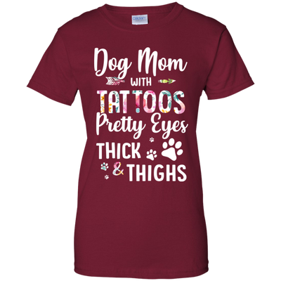 Dog Mom With Tattoos Pretty Eyes Thick Thighs-T-Shirt & Tank Top-Women's T-Shirt-Cardinal
