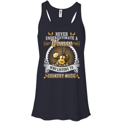 A Woman Listen To Country Music-T-Shirt & Hoodie-Women's Flowy Racerback Tank-Midnight