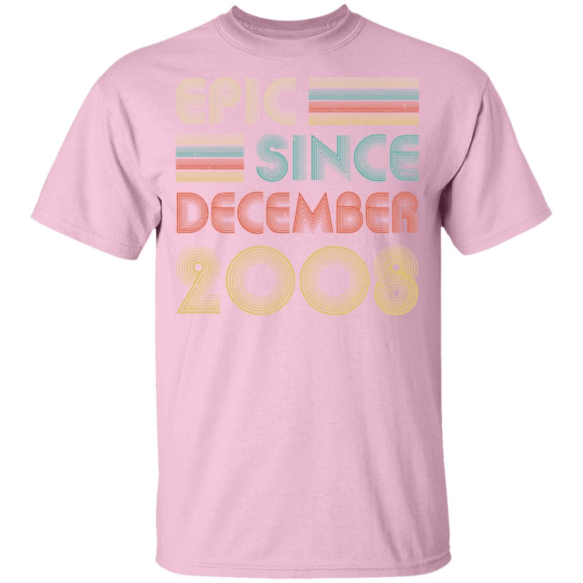 Epic Since December 2008 Vintage 13th Birthday Gifts Youth-Youth Shirt-Youth T-Shirt-Light Pink
