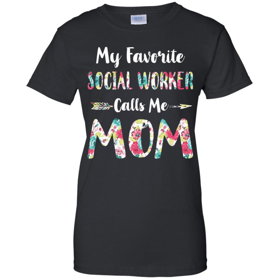 Floral My Favorite Social Worker Calls Me Mom Mothers Day Gift-T-Shirt & Hoodie-Women's T-Shirt-Black