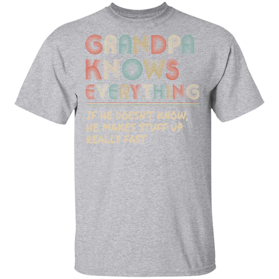 Grandpa Know Everything Vintage Grandpa Father's Day Gift-T-Shirt & Hoodie-Classic T-Shirt-Sport Grey