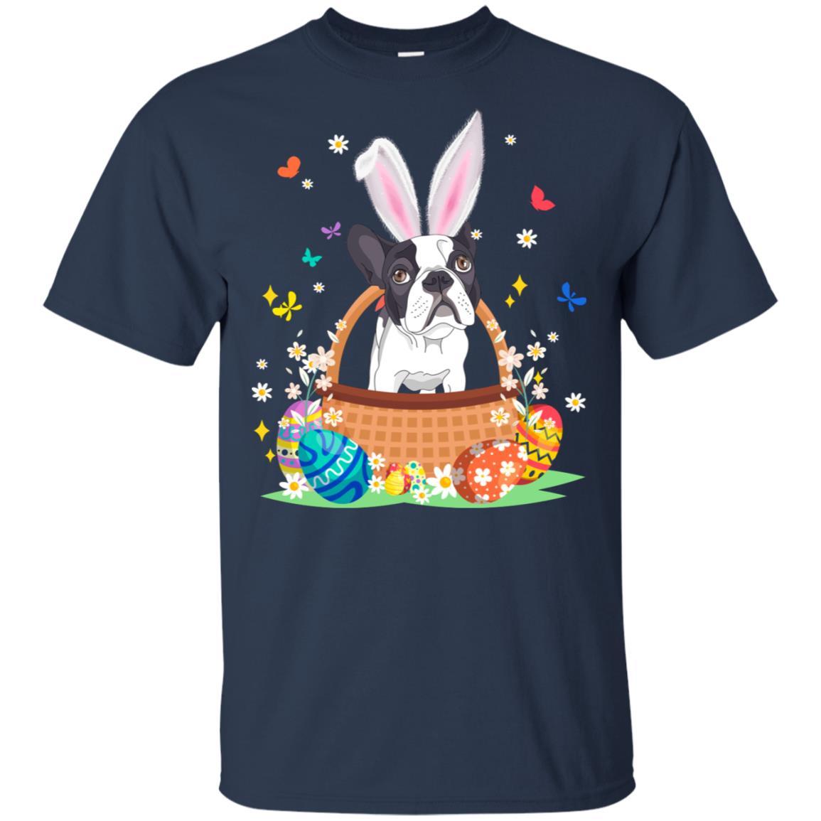 Bulldog Bunny Hat Rabbit Easter Eggs-T-Shirt & Hoodie-Classic T-Shirt-Navy