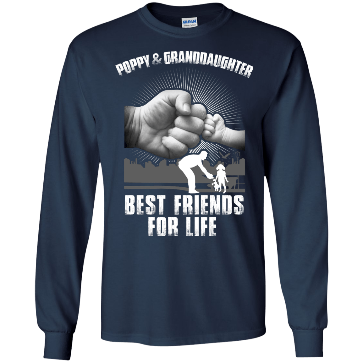 Poppy And Granddaughter best Friends For Life-T-Shirt & Hoodie-Long Sleeve T-Shirt-Navy