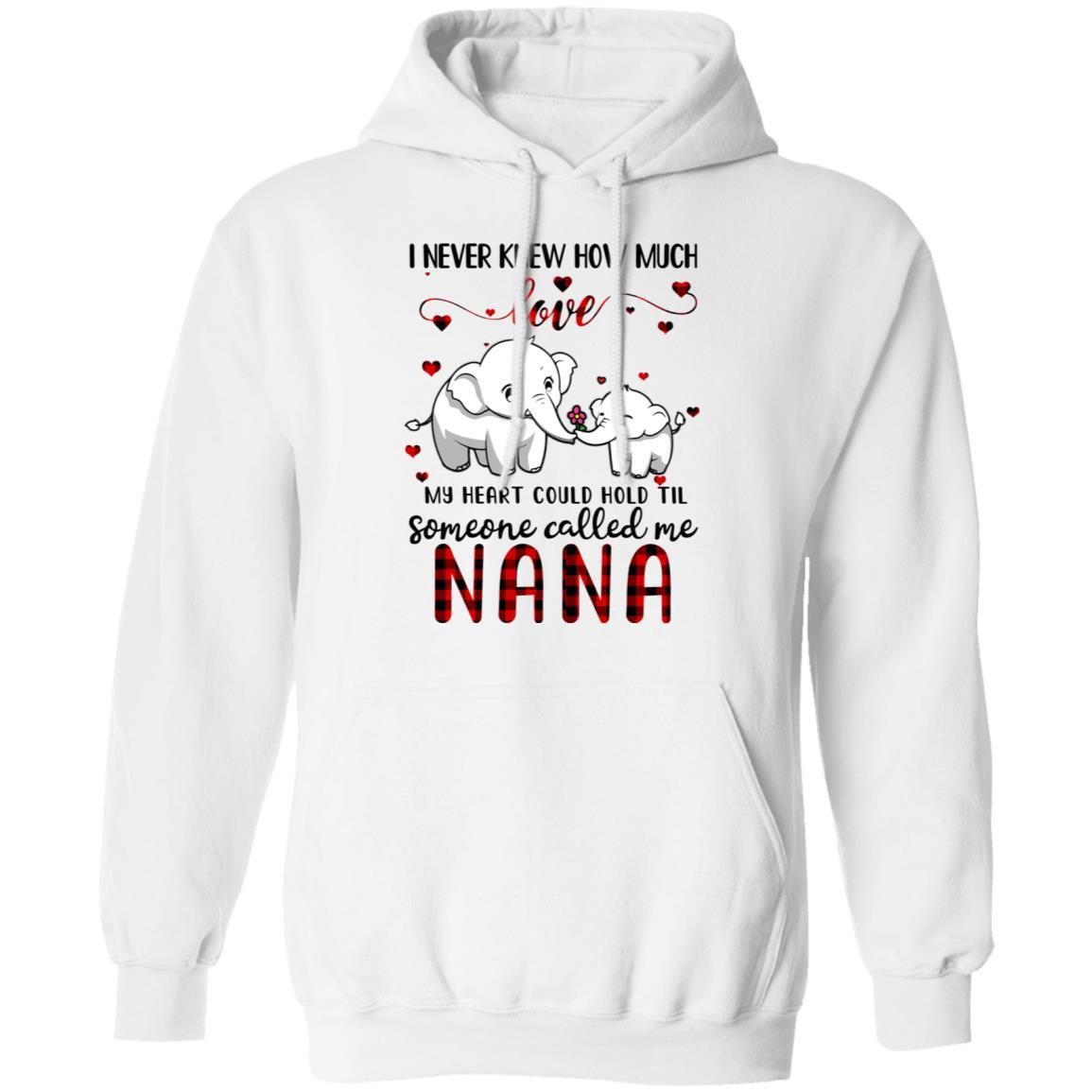 Someone Called Me Nana Elephant Red Plaid Mother's Day-T-Shirt & Hoodie-Pullover Hoodie-White