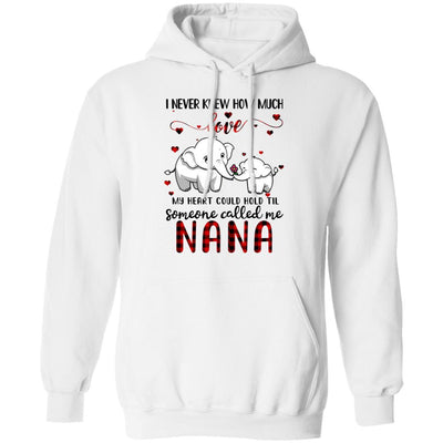 Someone Called Me Nana Elephant Red Plaid Mother's Day-T-Shirt & Hoodie-Pullover Hoodie-White