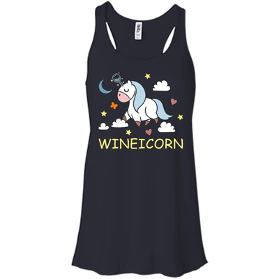Funny Wine Unicorn Wineicorn-T-Shirt & Hoodie-Women's Flowy Racerback Tank-Midnight