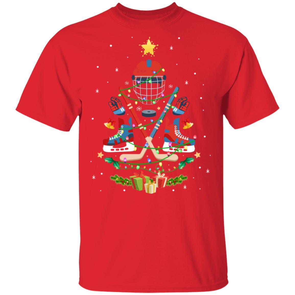 Ice Hockey Christmas Tree Ornament Funny Xmas Gift-T-Shirt & Sweatshirt-Classic T-Shirt-Red