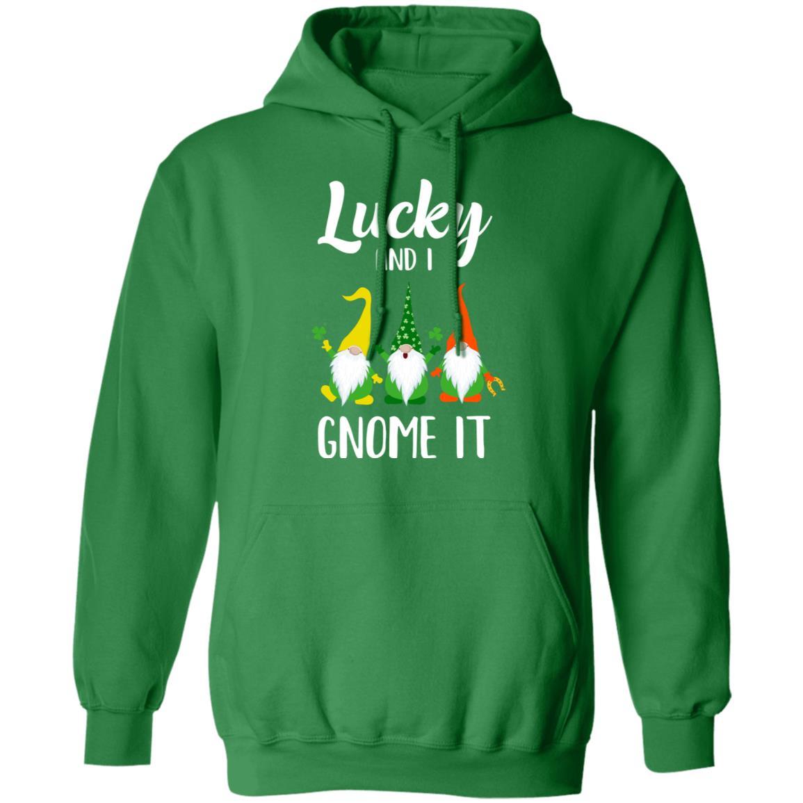 Lucky And I Gnome It Funny St. Patrick's Day Gnome-T-Shirt & Hoodie-Pullover Hoodie-Irish Green