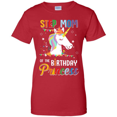 Step Mom Of The Unicorn Birthday Princess-T-Shirt & Hoodie-Women's T-Shirt-Red