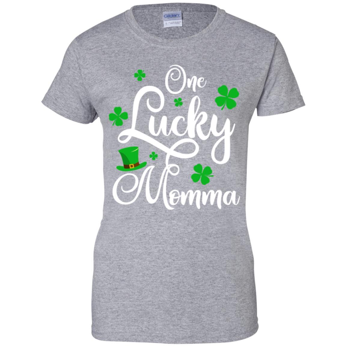 One Lucky Momma St Patricks Day For Mom-T-Shirt & Hoodie-Women's T-Shirt-Sport Grey
