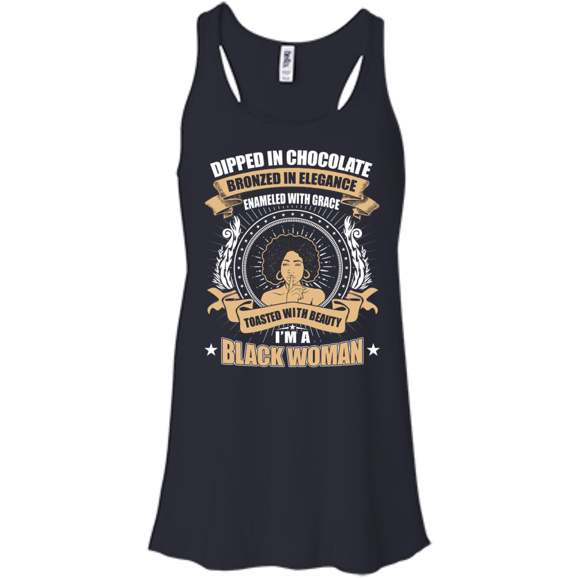 Toasted With Beauty I'm A Black Woman-T-Shirt & Hoodie-Women's Flowy Racerback Tank-Midnight