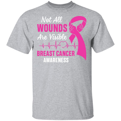 Breast Cancer Awareness Pink Not All Wounds Are Visible-T-Shirt & Hoodie-Classic T-Shirt-Sport Grey