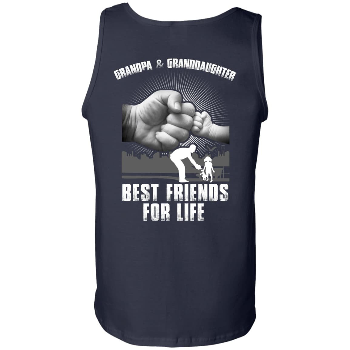 Grandpa And Granddaughter Best Friends For Life-T-Shirt & Hoodie-Unisex Tank-Navy