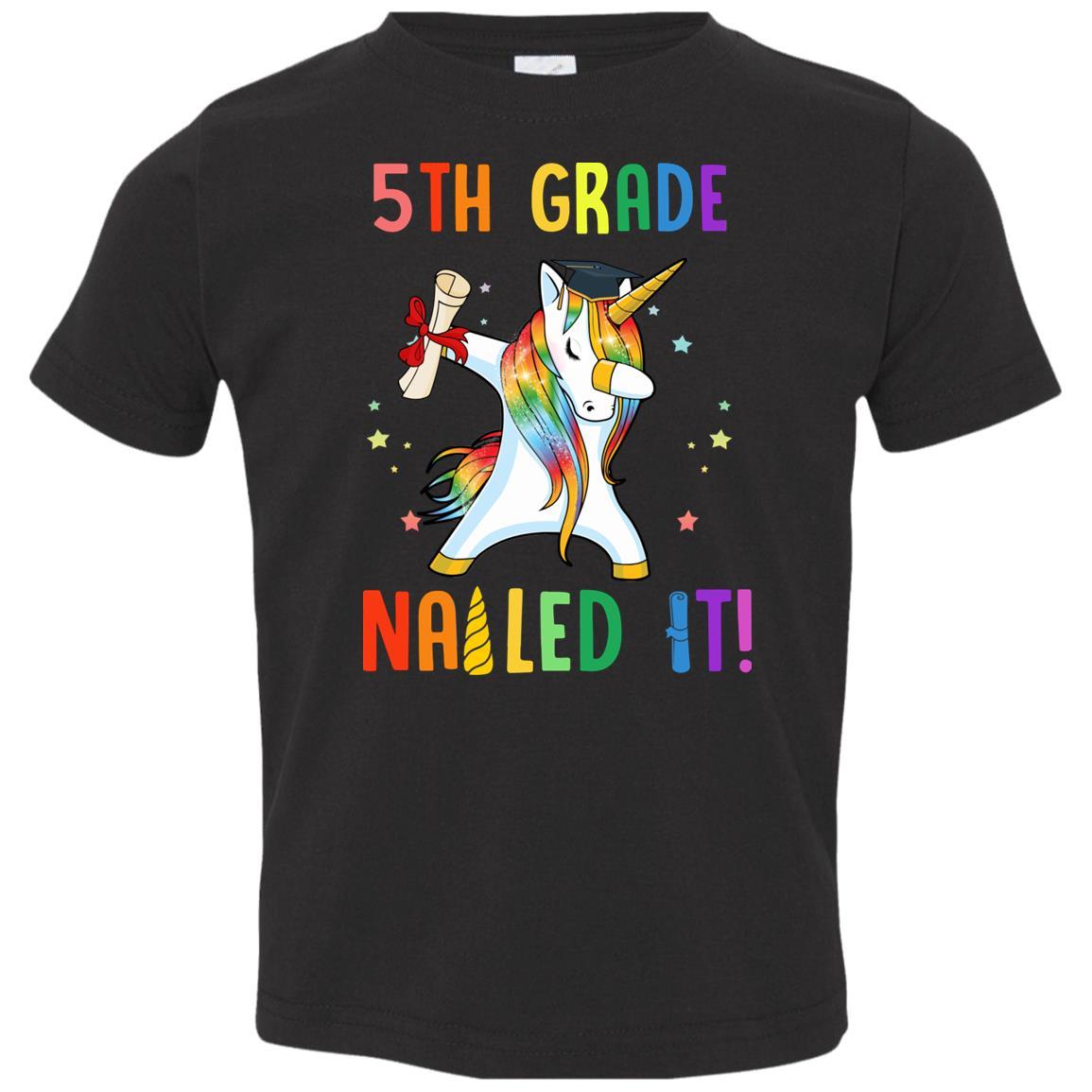 Dabbing 5th Grade Unicorn Nailed It Graduation Class Of 2021 Youth-Youth Shirt-Toddler T-Shirt-Black