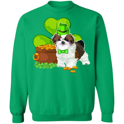 Shih Tzu St Patrick's Day Irish Dog Lover Funny Gifts-T-Shirt & Hoodie-Crewneck Sweatshirt-Irish Green