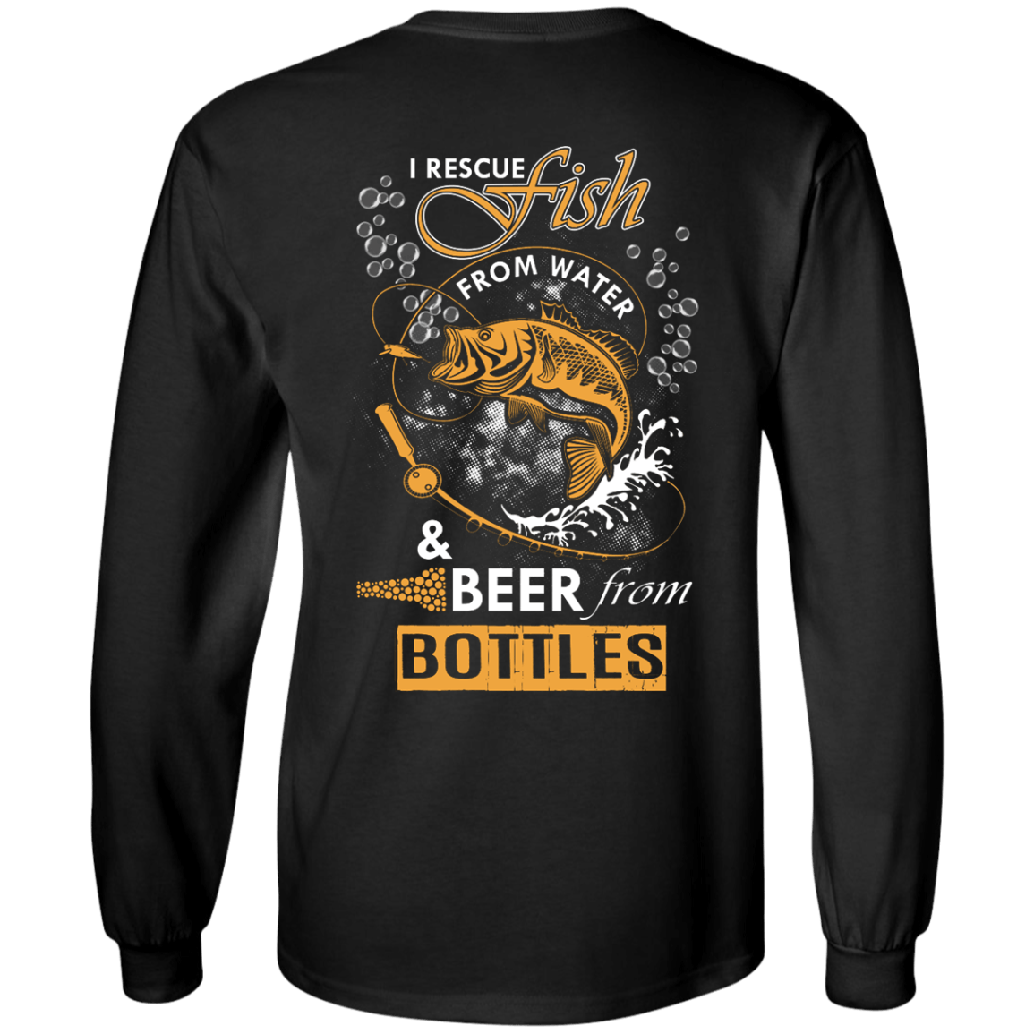 I Rescue Fish From Water Beer From Bottles-T-Shirt & Hoodie-Long Sleeve T-Shirt-Black