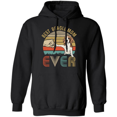 Vintage Best Beagle Mom Ever Bump Fit Funny Mom Gifts-T-Shirt & Hoodie-Pullover Hoodie-Black