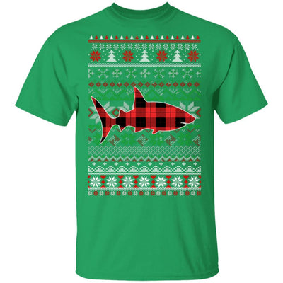 Shark Red Plaid Ugly Christmas Sweater Funny Gifts-T-Shirt & Sweatshirt-Classic T-Shirt-Irish Green