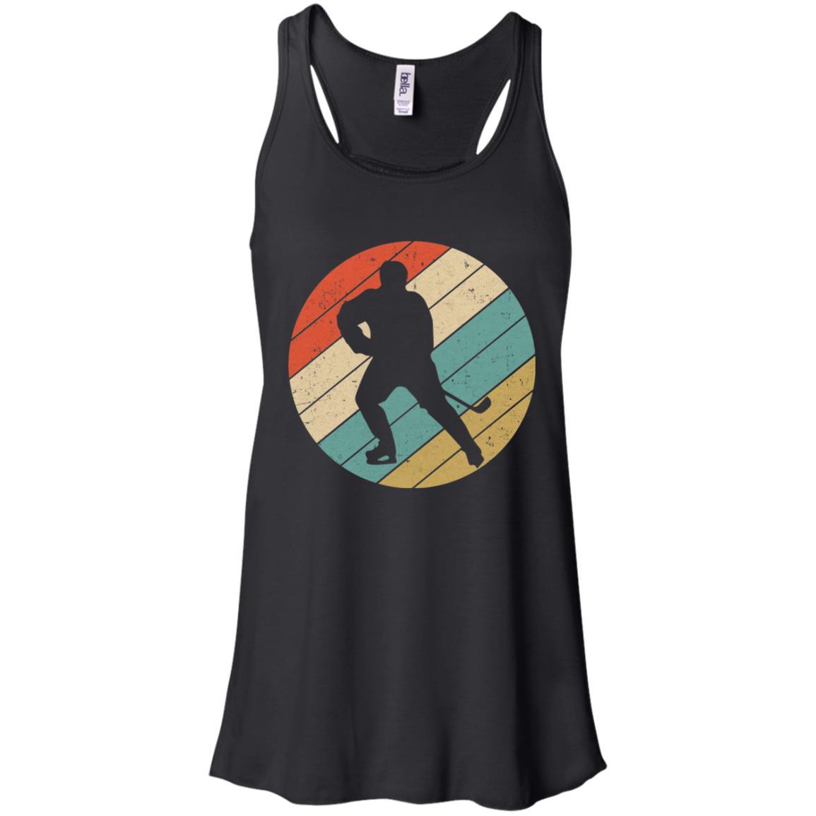 Retro Vintage Hockey Gifts-T-Shirt & Tank Top-Women's Flowy Racerback Tank-Black