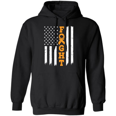 MS Leukemia Awareness American Flag Distressed-T-Shirt & Hoodie-Pullover Hoodie-Black