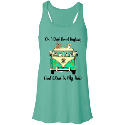 On A Dark Desert Highway Cat Feel Cool Wind In My Hair-T-Shirt & Tank Top-Women's Flowy Racerback Tank-Teal