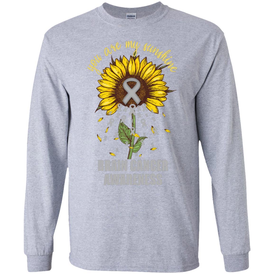 You Are My Sunshine Brain Cancer Awareness-T-Shirt & Hoodie-Long Sleeve T-Shirt-Sport Grey