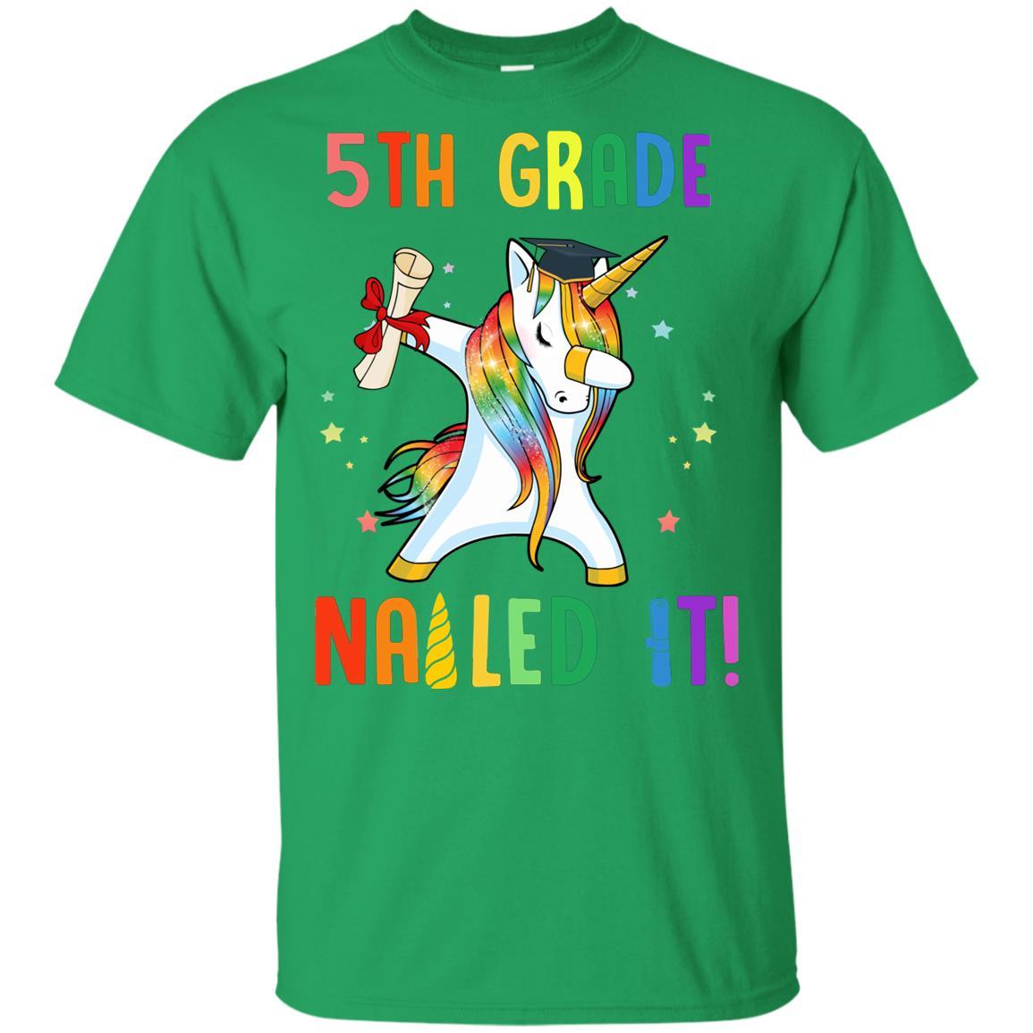 Dabbing 5th Grade Unicorn Nailed It Graduation Class Of 2021 Youth-Youth Shirt-Youth T-Shirt-Irish Green