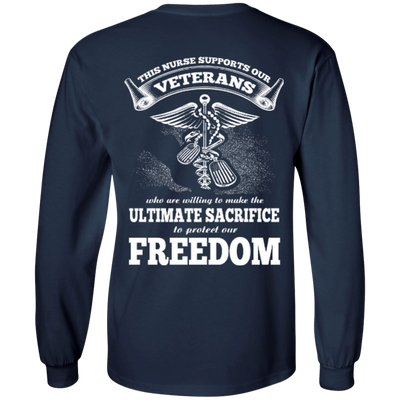 THIS NURSE SUPPORTS OUR VETERANS-T-Shirt & Hoodie-Long Sleeve T-Shirt-Navy