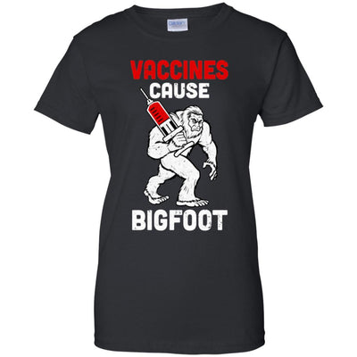 Vaccination Supporter Vaccines Cause Bigfoot-T-Shirt & Hoodie-Women's T-Shirt-Black