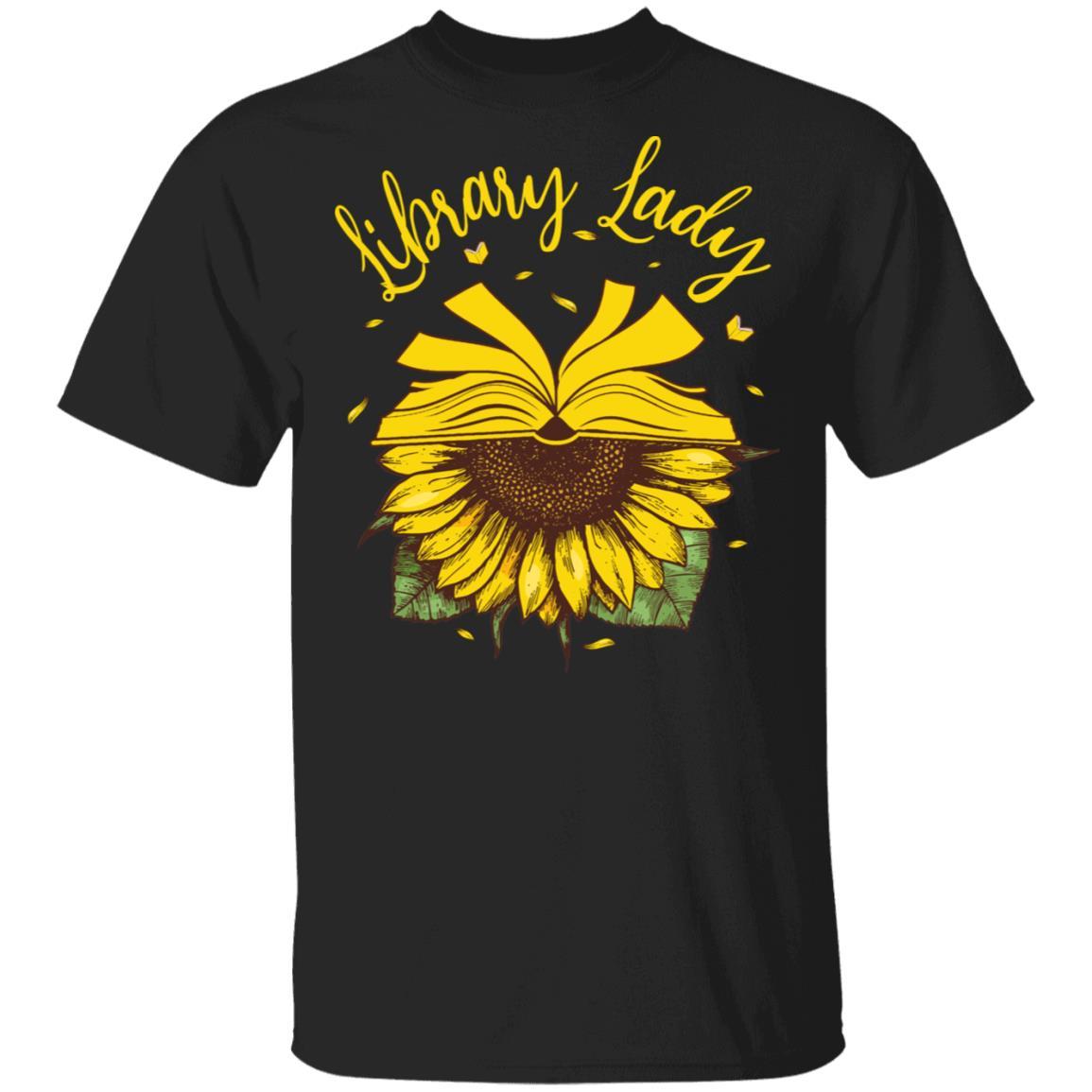 Librarian Library Lady Sunflower Lover-T-Shirt & Tank Top-Classic T-Shirt-Black