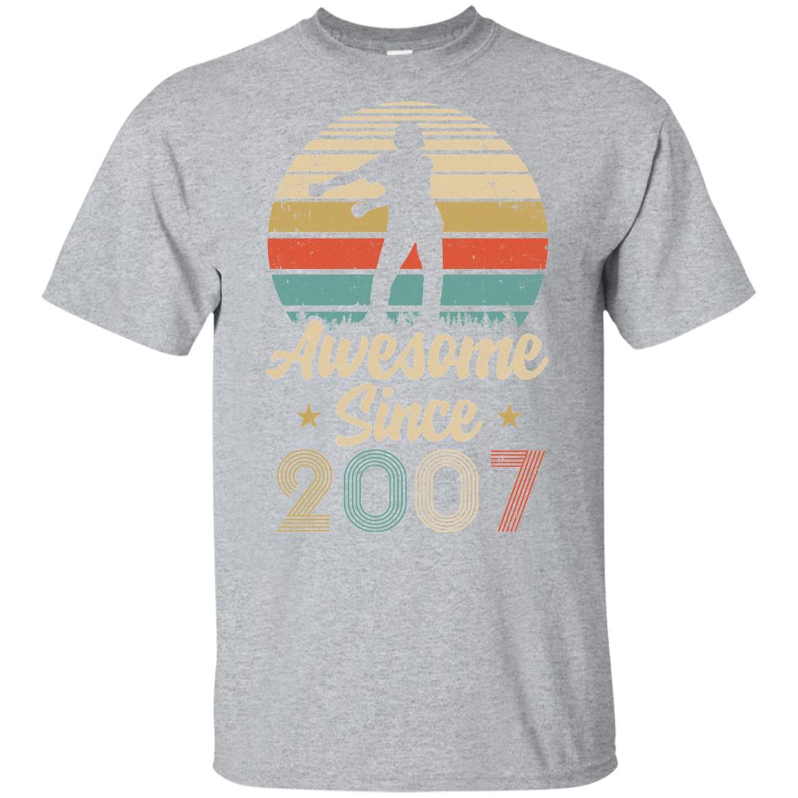 Vintage Flossing Awesome Since 2007 14th Birthday Gift Youth-Youth Shirt-Youth T-Shirt-Sport Grey